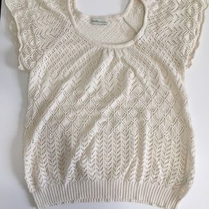 Short Sleeve Knit Top off white EARTH MUSIC&ECOLOGY